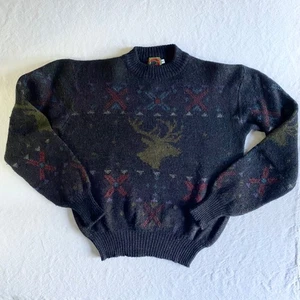 Vintage Boston Traders Wool Sweater · Stag Head Motif · Made in Hong Kong · XL R - Picture 1 of 13