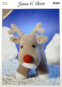Christmas Crochet Pattern Rudolf The Reindeer James C Brett - JB405 - Picture 1 of 2
