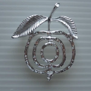 Vintage Sarah Coventry Brooch Silver Tone Apple Abstract - Picture 1 of 4