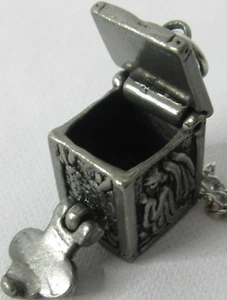 Praying Angels Prayer Box Pendant Charm Necklace Silver Tone Pewter Open Close - Picture 1 of 9