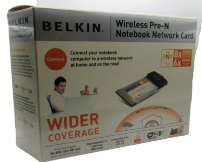 Belkin Wireless Pre-N Notebook Network Card New Sealed - Image 1 of 4