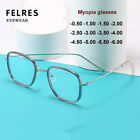 Herren Frauen Metall antiblau hellkurzsichtige Brille Retro quadratische Brille