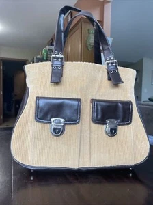 Bolso de Mano Grande The Limited Cartera de Hombro Marrón Cuero Sintético/Pana Bronceada Usado en Excelente Condición - Imagen 1 de 18