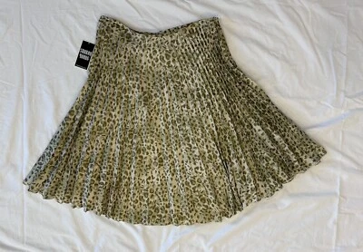 Falda plisada vintage Sharon Young para mujer 10 verde estampado animal divertida nueva con etiquetas Foto 1 de 4