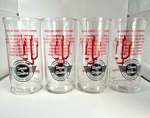 4 Vintage IU Steak 'n Shake 1993 Indiana Basketball Regular Season Glasses Cover
