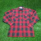 Vintage Flannel Wool Tartan Plaid Button Shirt Womens M-Long 21x28 Red Boyfriend