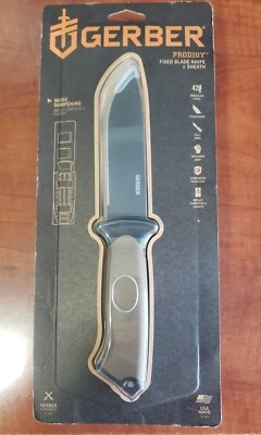 New  Gerber Prodigy Fixed Plain Blade Knife, Coyote Brown Tan Grip - Image 1 of 4
