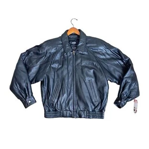 Wilsons Leather VTG 90s Y2K Black Leather Thinsulate Bomber Moto Biker Jacket - Afbeelding 1 van 9
