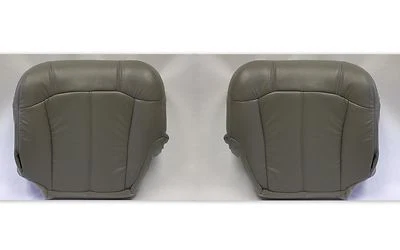 2002 Chevy Suburban Yukon Driver and Passenger Bottom Leather Seat Covers Gray - Image 1 of 4