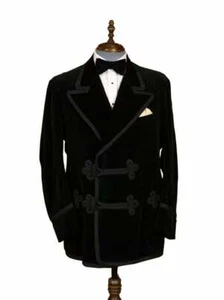 Mens Black Velvet Smoking Jacket Elegant Wedding Party Wear Dinner Blazer Coat - Picture 1 of 3