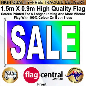SALE White on Rainbow 1.5m x 0.9m Flag *Quality *Tracked Delivery *Long-Lasting - Imagen 1 de 4