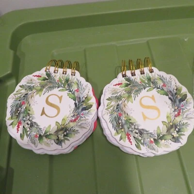 Pair of Initial S Wreath Lined Notepad Christmas Holiday Punch Studio NEW - Image 1 of 4