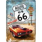 Tin postcard - 3 x 6 in - US Highways  Route 66 Red Car