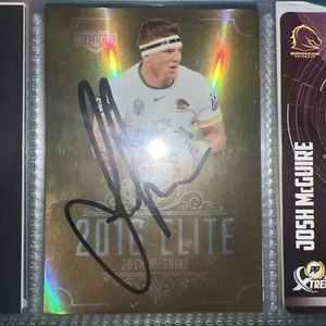 Josh McGuire Signed 2016 Elite Gold Parallel NRL card Brisbane Broncos - Picture 1 of 1