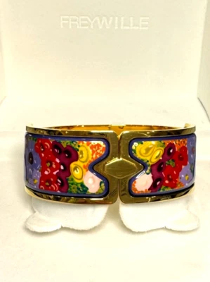 Brazalete FREY WILLE Floral Sinfonía Impresionista Flores 24K Esmalte Cierre Real Foto 1 de 4