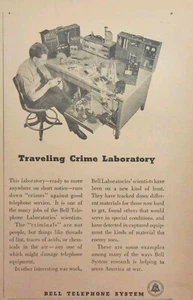 Sistema Telefónico Campana Viajero Crimen Laboratorio Ciencia Anuncio Impreso De Colección 1945 - Imagen 1 de 4