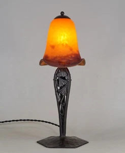 DEGUE : FRENCH 1930 ART DECO LAMP wrought iron ........... lampe muller era - Picture 1 of 9