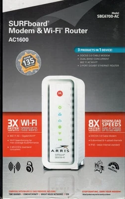 Motorola Arris AC1600 Surfboard Modem & Wi-Fi Router, Model SBG6700-AC - Image 1 of 4