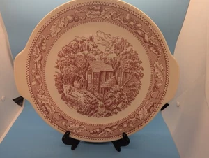 Vintage Royal China Memory Lane 11 3/4" Tab Griff Platte rot, weiß Eichel LESEN - Bild 1 von 6