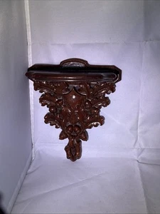 Syracuse Syroco Wood Wall Sconce Shelf Dark Hand Carved Look Florentine - Picture 1 of 12