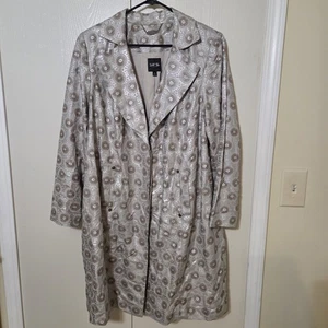 Isabel Toledo Lane Bryant Trench Coat Jacket 20 Metallic Mod Circle Linen Blend  - Bild 1 von 8