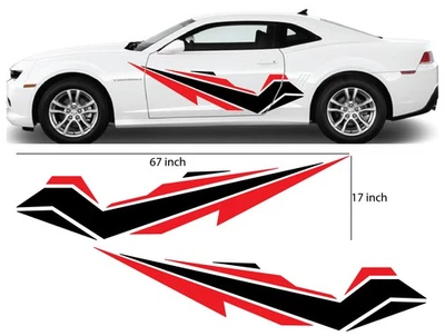 Calcomanías adhesivas laterales brillantes de vinilo para automóvil calcomanías de carrocería a rayas de carreras Camaro universal REXXOO Foto 1 de 4