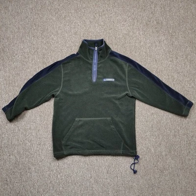 Vintage ABERCROMBIE Fleece Pullover Boys Large Green 1/4 Zip Polyester 90s - Image 1 of 4