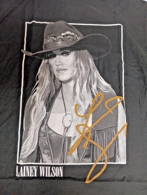 Camiseta negra retrato grande Lainey Wilson para hombre gráfica 100 % algodón country  Foto 1 de 2
