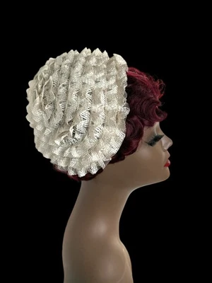 Vintage 1960S White Lace Ruffle Hat From G. Fox - Mid-Century Formal Hat - Image 1 of 4