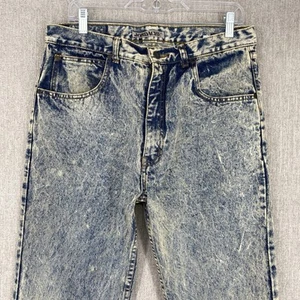 Vintage Jordache Jeans Womens 34 Blue Acid Wash Taper Straight 80s Y2K High Rise - Picture 1 of 16