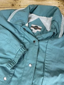 Giacca antipioggia vintage Outbrook con bottoni golf outdoor uomo taglia 2X verde acqua - Foto 1 di 8