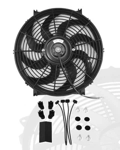 12" Inch Slim Fan Push Pull Electric Radiator Cooling Fans 12V Mount K - Picture 1 of 9