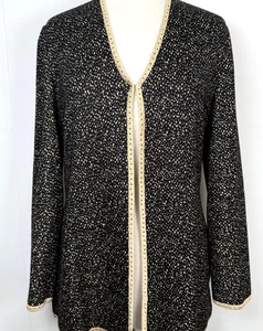 St.John Knit Long Evening open style jacket black gold paillettes NWOT size 10 - Picture 1 of 5