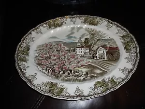 Vintage JOHNSON BROTHERS Village Green 12" OVAL Platter MADE IN ENGLAND - Picture 1 of 2