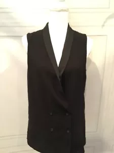 TOPSHOP BLAZER GILET NERO smanicato smoking doppiopetto US 4 - Foto 1 di 6