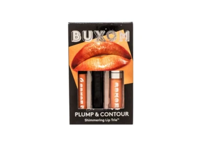 Trío de labios brillantes Buxom Plump & Contour (delineador, lápiz labial, esmalte) nuevo en caja Foto 1 de 3