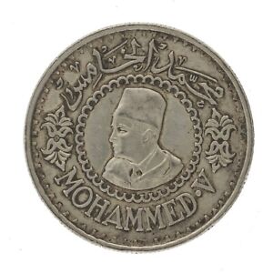 Morocco - 500 Francs Silver Coin - " Mohammed V " 1956 - XF