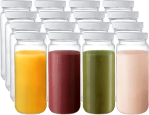 16 Pack Glass Juicing Bottles, 16Oz Reusable Glass Drinking Bottle Jar Clear Gla - Picture 1 of 7