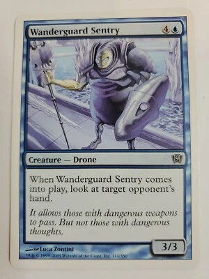 MTG Magic The Gathering Card Wanderguard SentryCreature Drone Blue Ninth Editio - Image 1 of 2