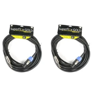 2 Speaker Cable 25ft Speakon to 1/4" Connectors Flexible Helical Shield |16 AWG - Picture 1 of 4