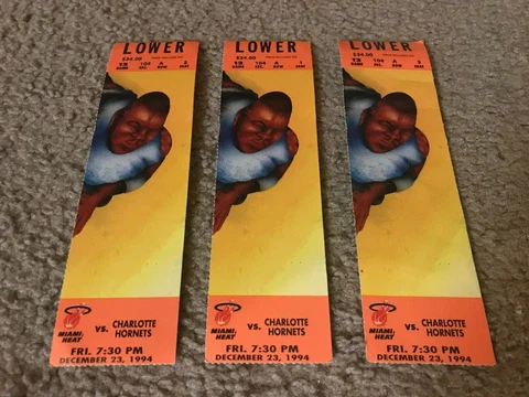 Vintage MIAMI HEAT TICKET STUB vs CHARLOTTE HORNETS 12/23/94 1994 RARE Cover