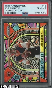 2020 Panini Prizm Stained Glass #16 Joe Burrow Bengals RC Rookie PSA 10 GEM MINT
