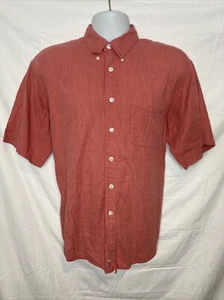 Haggar Button Shirt Men's Large Red Short Sleeve Cotton - Picture 1 of 7
