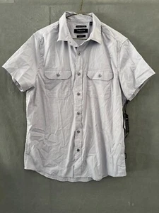 Kenneth Cole Men's Gray M Shirt Dotted 2 Pockets Woven Short Sleeve - Picture 1 of 7