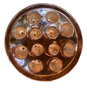 Rana fiore a cupola in vetro ambrato vintage 12 fori - Foto 1 di 7