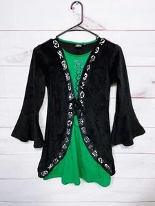 Disney Hocus Pocus Girls Velvet Costume Dress Size L Black & Green Long Sleeve - Picture 1 of 8