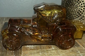 Vintage Avon Packard Roadster Car Amber Glass AVON LEATHER COLOGNE 6 oz FULL - Picture 1 of 5
