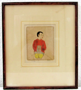 Lápiz de niño chino grabado a color firmado Dorsey Potter Tyson (estadounidense 1891-1969) - Imagen 1 de 7