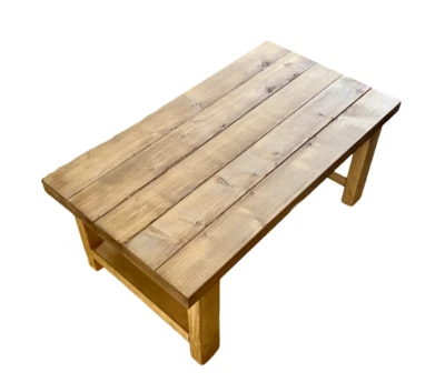 Rustic Solid Wood Coffee Table Chunky Strong Farmhouse Coffee Table - Image 1 of 4