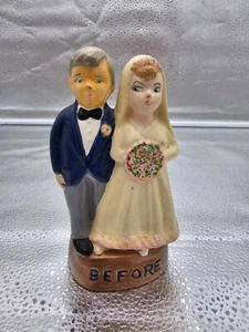 Vintage unique cake topper 1940s-1950s Before and After bride and groom - Imagen 1 de 4